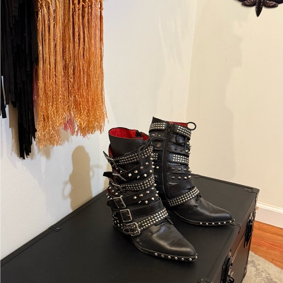 Jeffrey Campbell Black Studded Moto Boots - Picture 3 of 9
